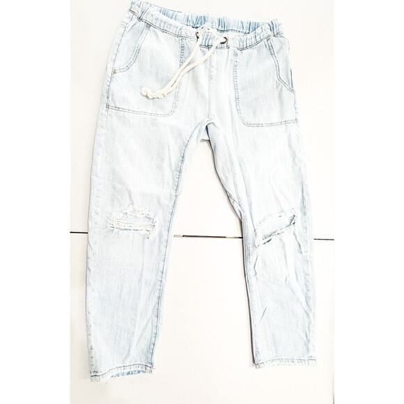 One Teaspoon Shabbies Carpenter Style Light Wash Drawstring Denim Jeans Size S - Picture 4 of 9